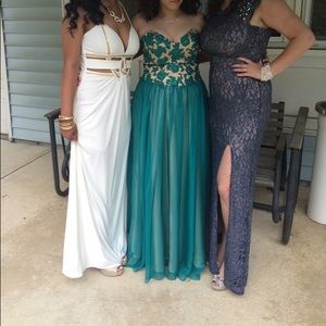 Size 11/12 Nude and green prom dress